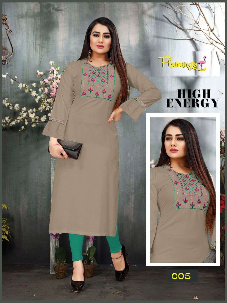 BEAUTY QUEEN FLEMINGO VOL.2 Rayon 14 Kg Heavy Embroidered Brand Look with Patta KURTI CATALOG WHOLESALER BEST RATE
