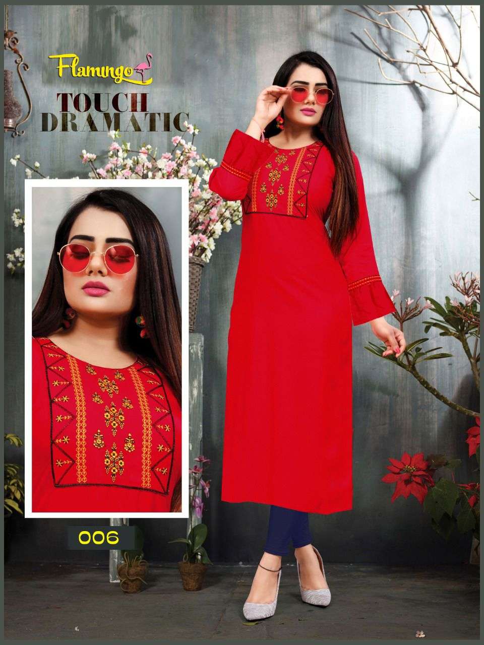 BEAUTY QUEEN FLEMINGO VOL.2 Rayon 14 Kg Heavy Embroidered Brand Look with Patta KURTI CATALOG WHOLESALER BEST RATE