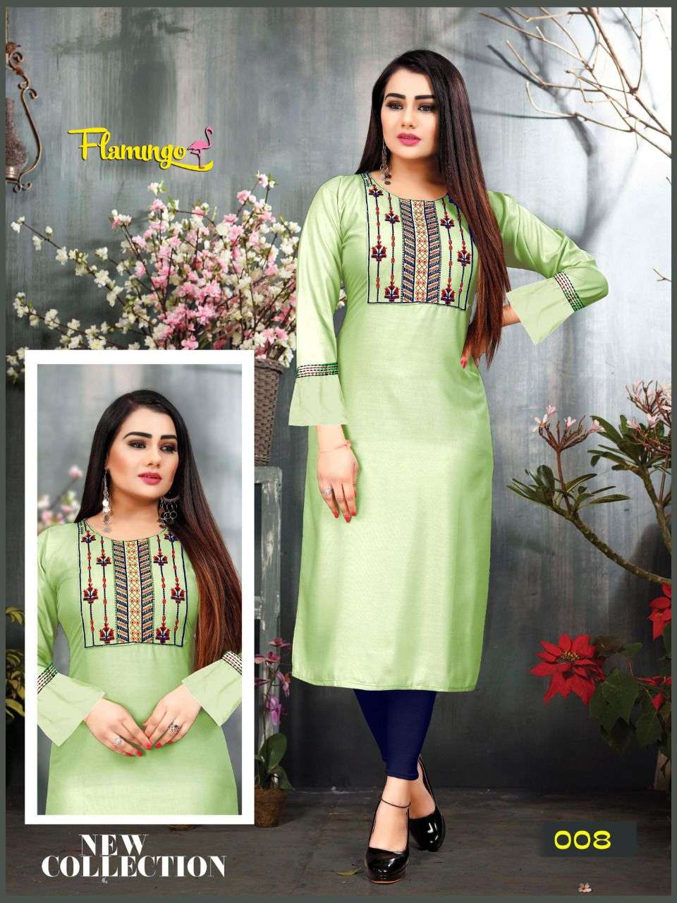BEAUTY QUEEN FLEMINGO VOL.2 Rayon 14 Kg Heavy Embroidered Brand Look with Patta KURTI CATALOG WHOLESALER BEST RATE