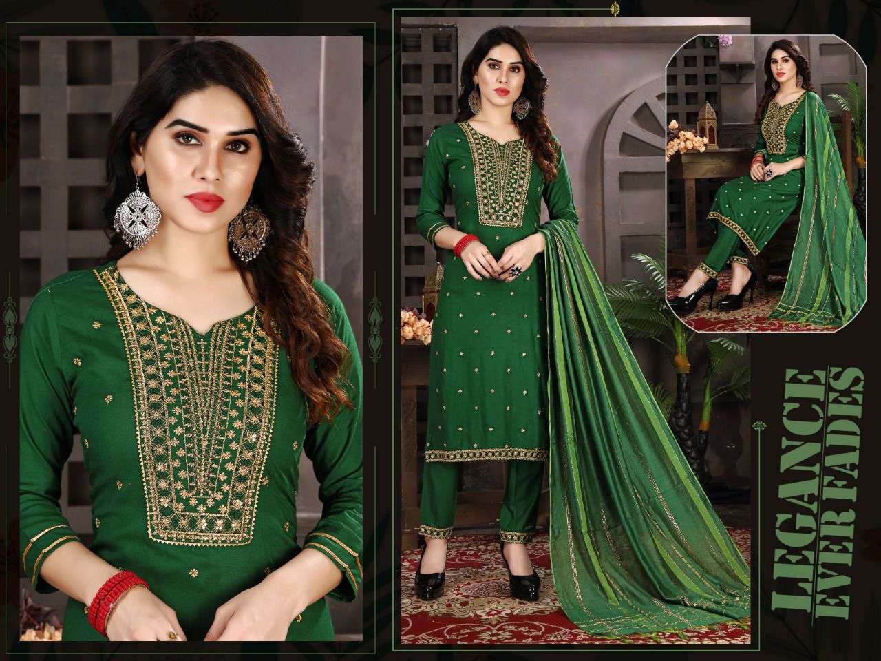 BEAUTY QUEEN HOTSATR VOL.7 Rayon Slub Heavy Sequence Work Kurti with Pant and Silk Dupatta READYMADE SUIT CATALOG WHOLESALER BEST RATE