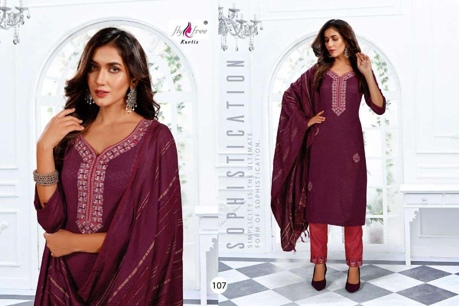 FLY FREE Fatima Fancy fabric Embroidery Work and Dupatta Fancy READYMADE SUIT CATALOG WHOLESALER BEST RATE