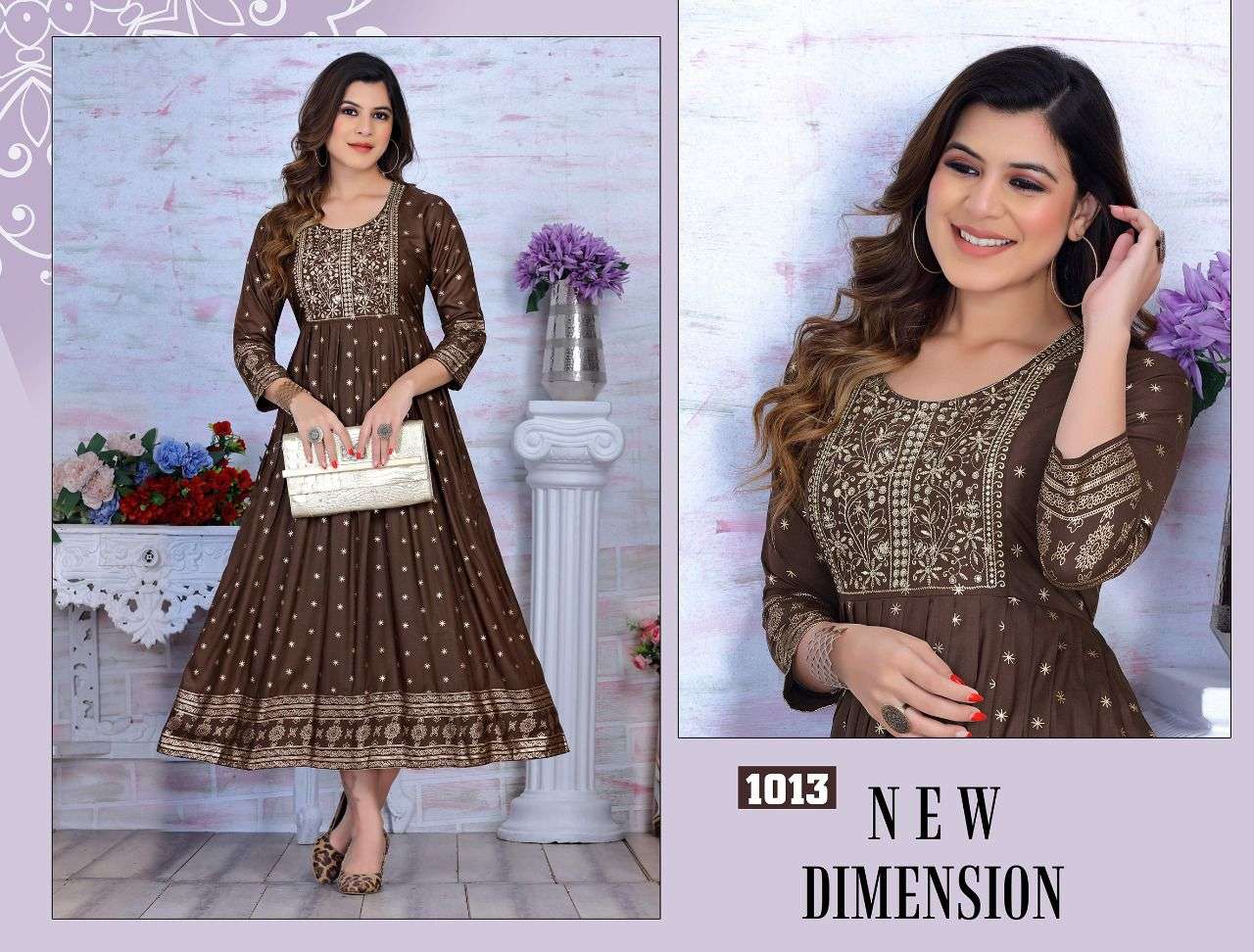 GOLDEN ALYSSA VOL.1 HEAVY RAYON 14 KG FANCY LONG KURTI WITH SEQUENCE WORK WITH HEAVEY GOLD PRINT KURTI CATALOG WHOLESALER BEST RATE