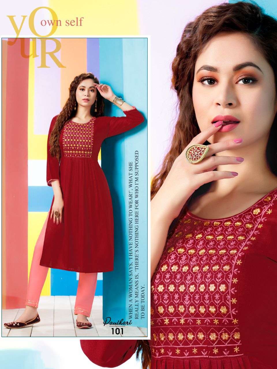 NEW PANIHARI VOL.1 TOP- HEAVY RAYON SLUB WITH EMBROIDERY WORK PANT - EAVY RAYON 14KG (With Lace) NAIRA CUT TOP WITH PANT CATALOG WHOLESALER BEST RATE
