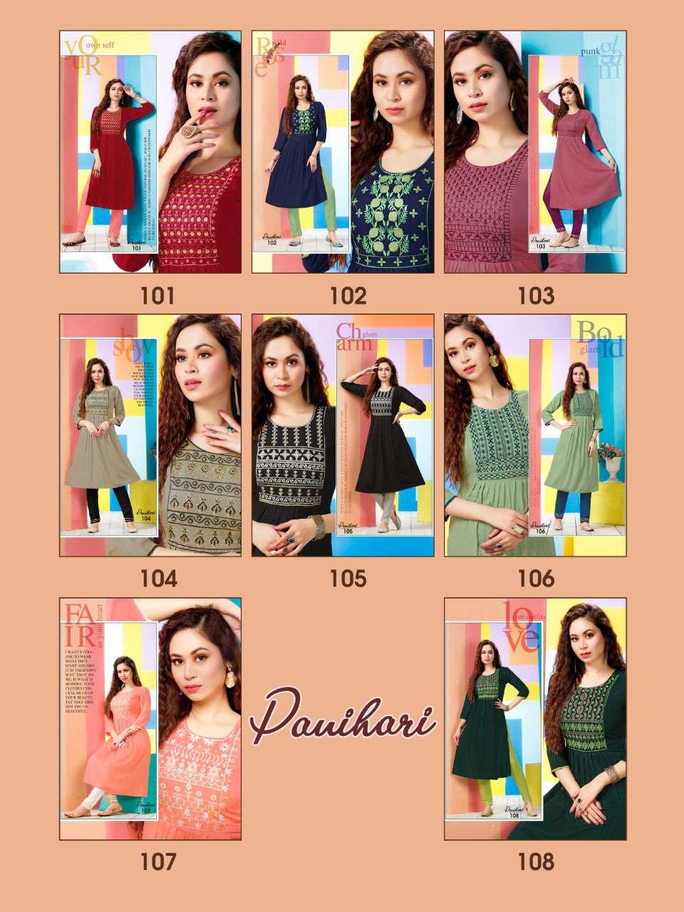 NEW PANIHARI VOL.1 TOP- HEAVY RAYON SLUB WITH EMBROIDERY WORK PANT - EAVY RAYON 14KG (With Lace) NAIRA CUT TOP WITH PANT CATALOG WHOLESALER BEST RATE