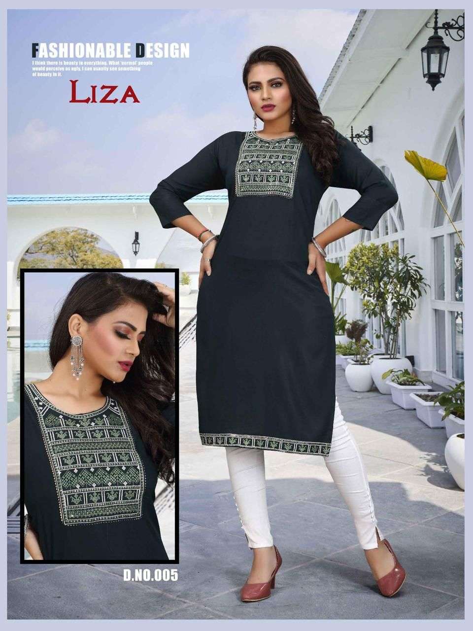 New Riyaa Liza Rayon 14 Kg Sequence Work Galla and Patta KURTI CATALOG WHOLESALER BEST RATE