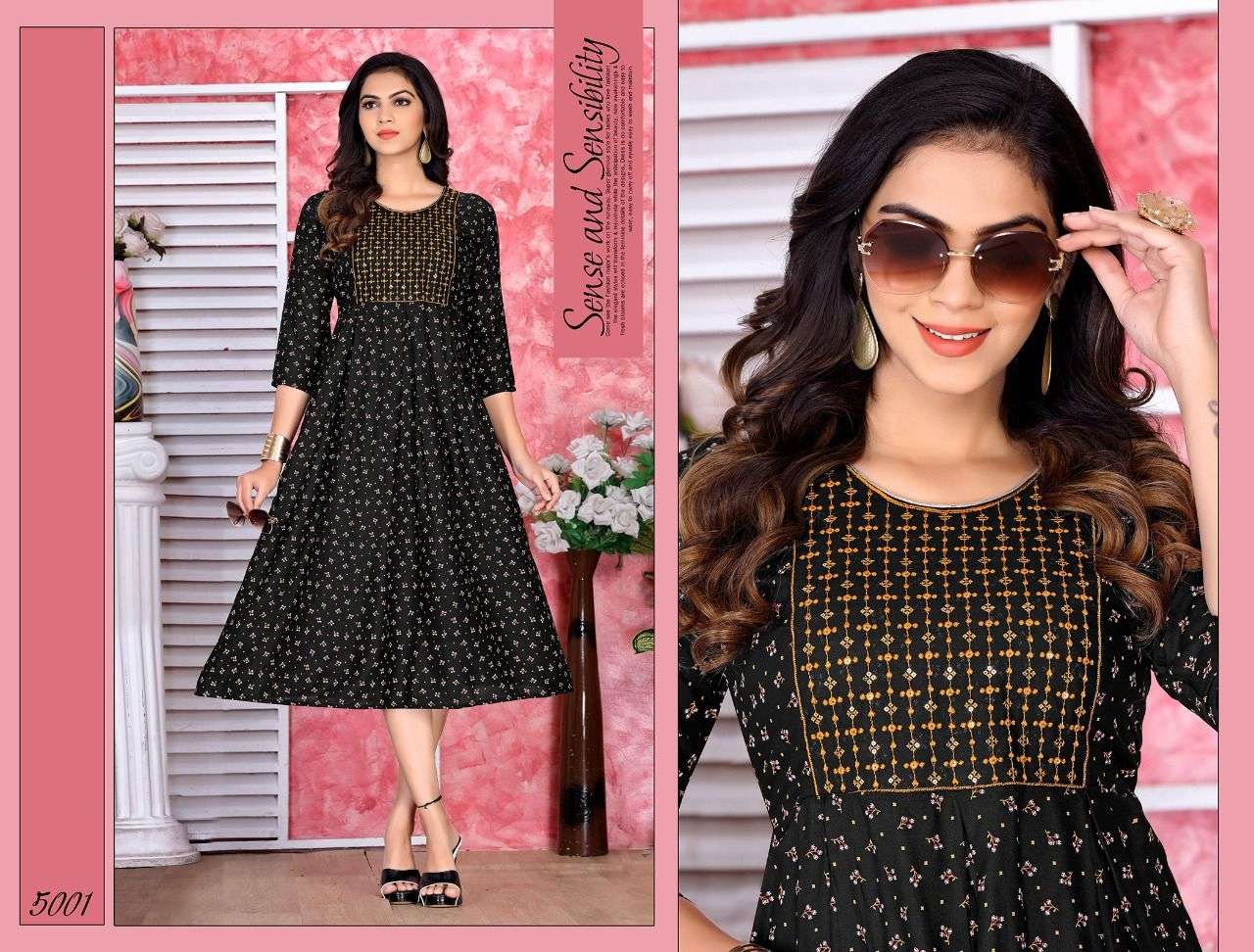 NEW RIYAA SWANKY VOL.1 RAYON PRINT Embroidered With sequence Work KURTI CATALOG WHOLESASALER BEST RATE