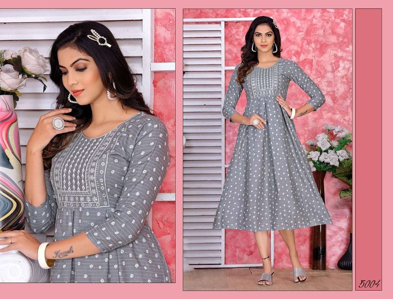 NEW RIYAA SWANKY VOL.1 RAYON PRINT Embroidered With sequence Work KURTI CATALOG WHOLESASALER BEST RATE