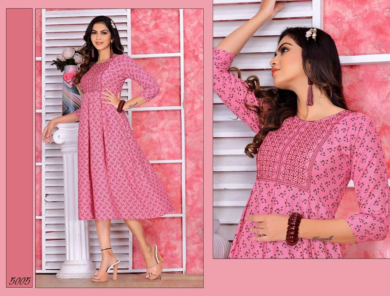 NEW RIYAA SWANKY VOL.1 RAYON PRINT Embroidered With sequence Work KURTI CATALOG WHOLESASALER BEST RATE
