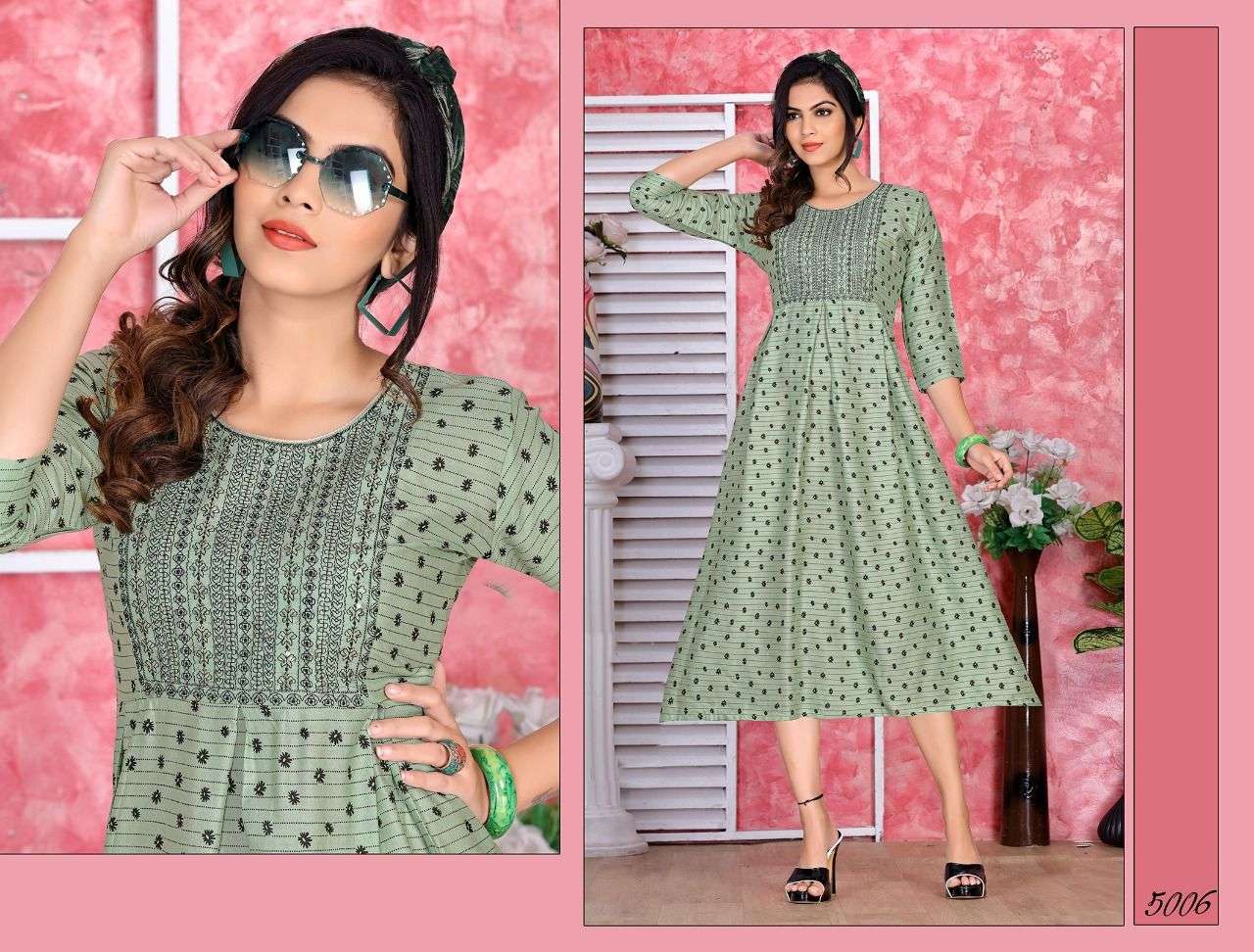NEW RIYAA SWANKY VOL.1 RAYON PRINT Embroidered With sequence Work KURTI CATALOG WHOLESASALER BEST RATE
