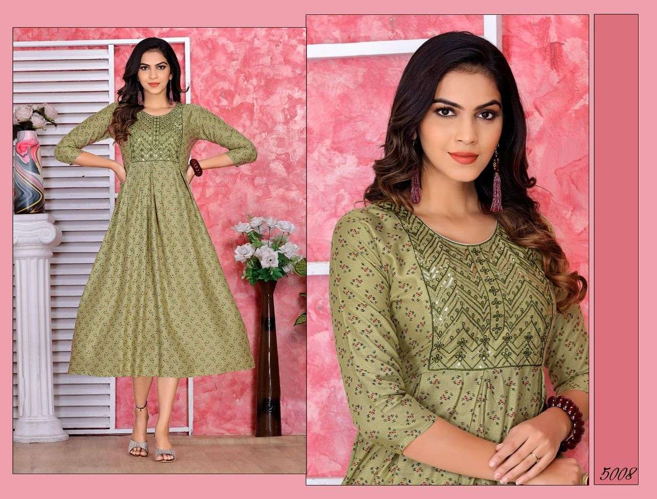 NEW RIYAA SWANKY VOL.1 RAYON PRINT Embroidered With sequence Work KURTI CATALOG WHOLESASALER BEST RATE
