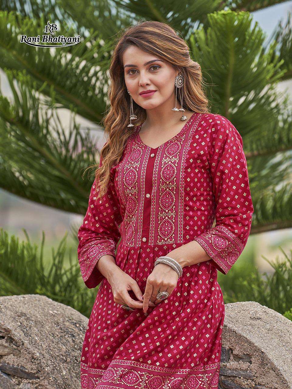 rani apsara vol 1 rayon print plus size kurtis exports 