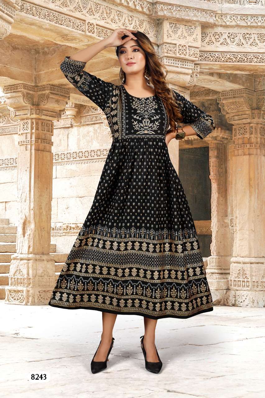 BEAUTY ANGOORI Heavy Reyon Foil Print Festive Wear Fancy Reyon Gowns KURTI CATALOG WHOLESALER BEST RATE