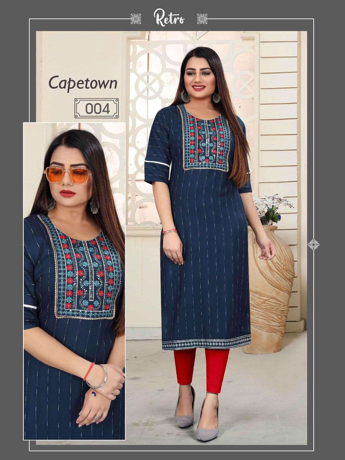 BEAUTY QUEEN CAPETOWN VOL 2 Fancy Heavy Rayon Weaving with Embroidery Work KURTI CATALOG WHOLESALER BEST RATE