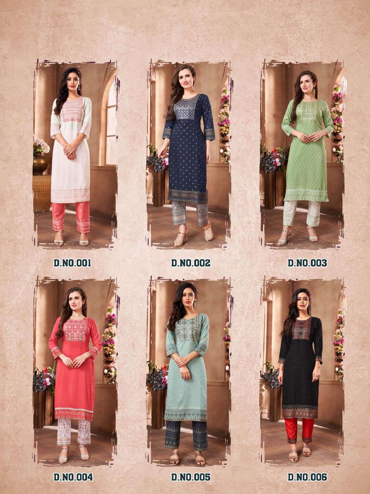 HERITAGE  LUXE VOL-3 RAYON & RAYON SLUB DESIGNER PRINTED  KURTI WITH SEQUIN EMBROIDERY WITH PALAZZO & HANDWORK & EMBELLISHMENTS CATALOG WHOLESALER BEST RATE