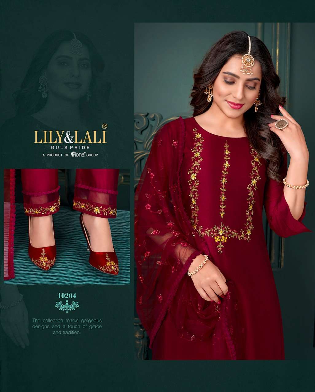 maria vol 9 by lily & lali silk handwork readymade 3 piece catalogue