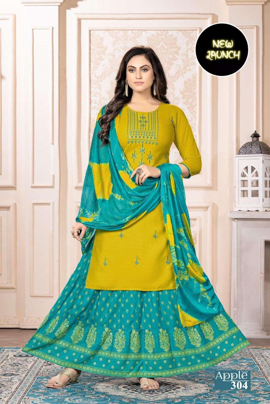 NEW RIYAA APPLE VOL-3 HEAVY RAYON  SLUB WITH EMBRIODERY WORK READYMADE SUIT CATALOG WHOLESALER BEST RATE