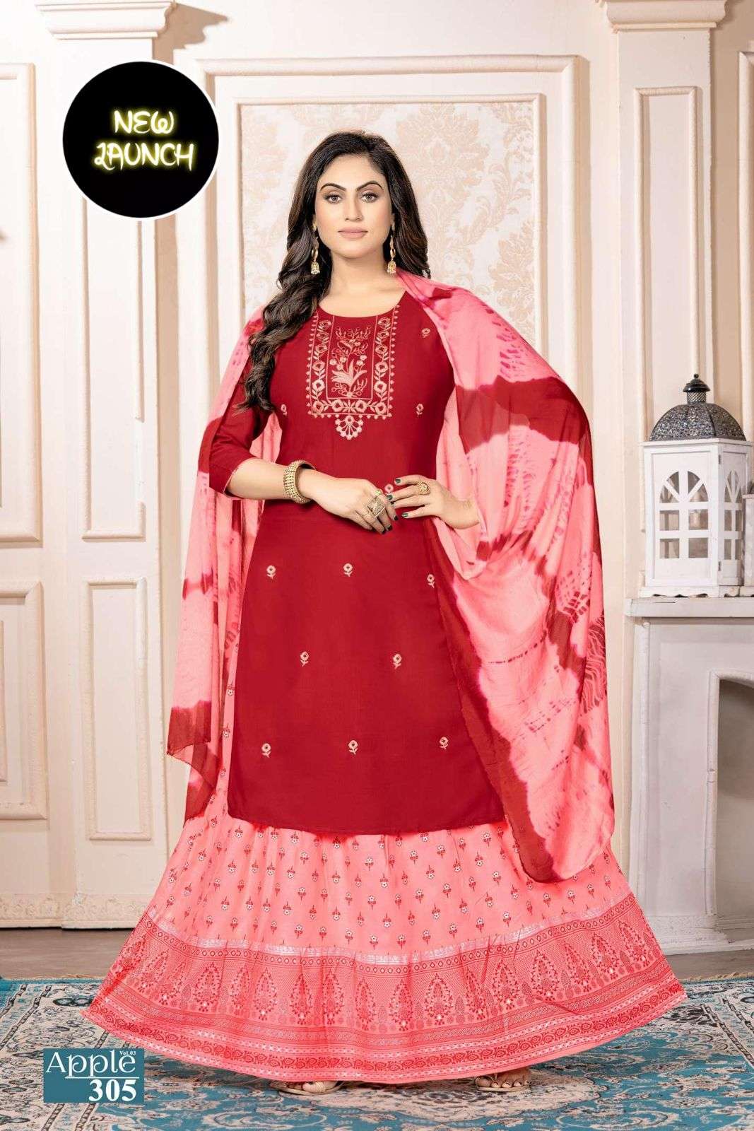 NEW RIYAA APPLE VOL-3 HEAVY RAYON  SLUB WITH EMBRIODERY WORK READYMADE SUIT CATALOG WHOLESALER BEST RATE