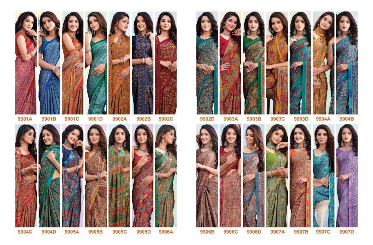 silk artistry by vaishali fashion crape silk printed beautiful saree catalogue