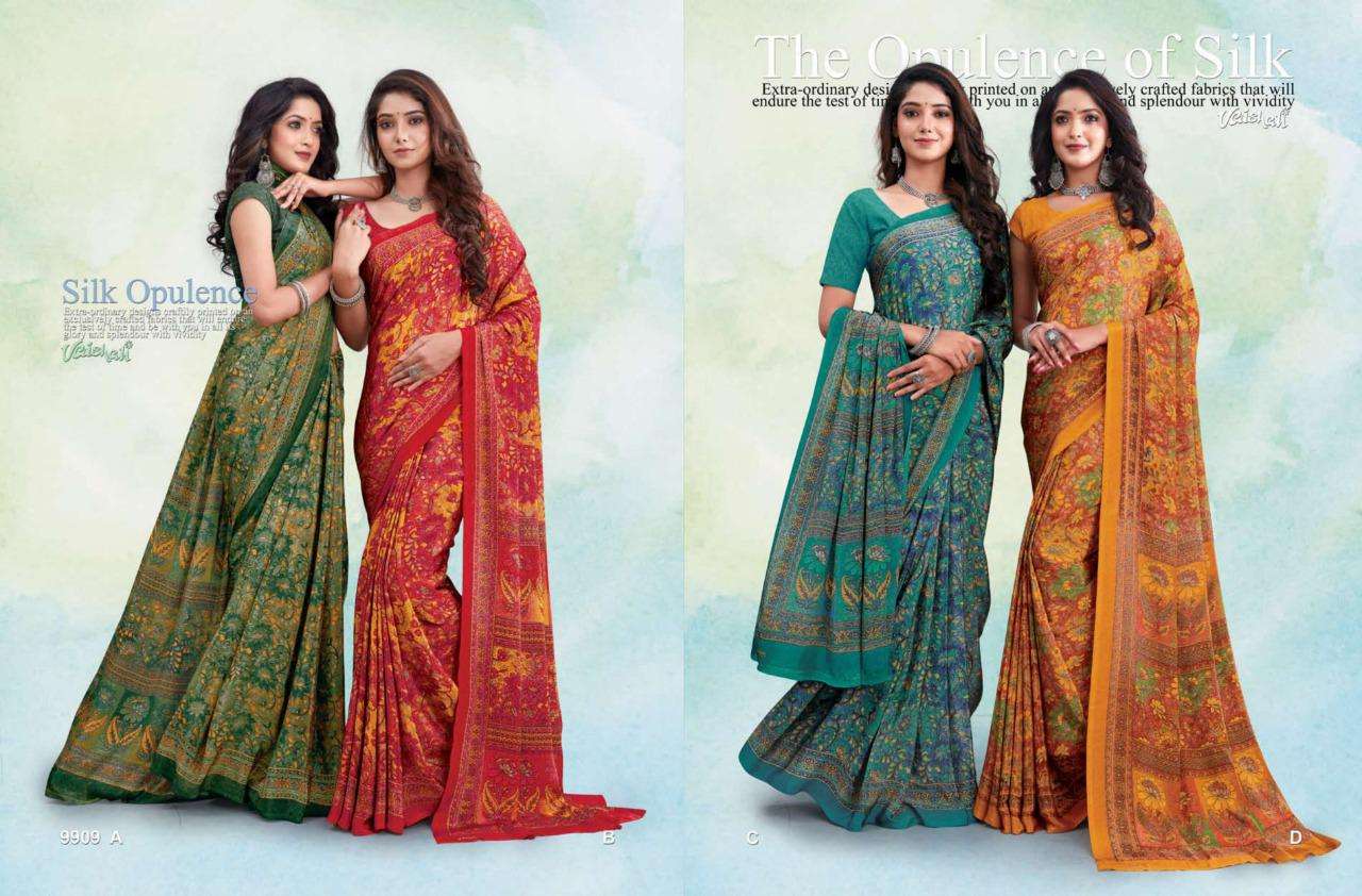 silk artistry by vaishali fashion crape silk printed beautiful saree catalogue