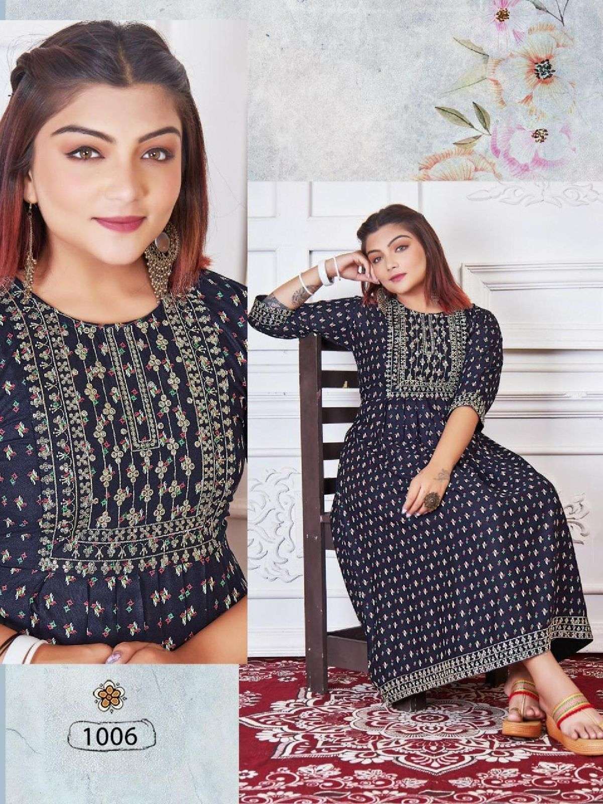 BEAUTY FLEA VOL.1 RAYON 14 KG FANCY KURTI WITH SEQUENCE WORK WITH PRINT KURTI CATALOG WHOLESALER BEST RATE