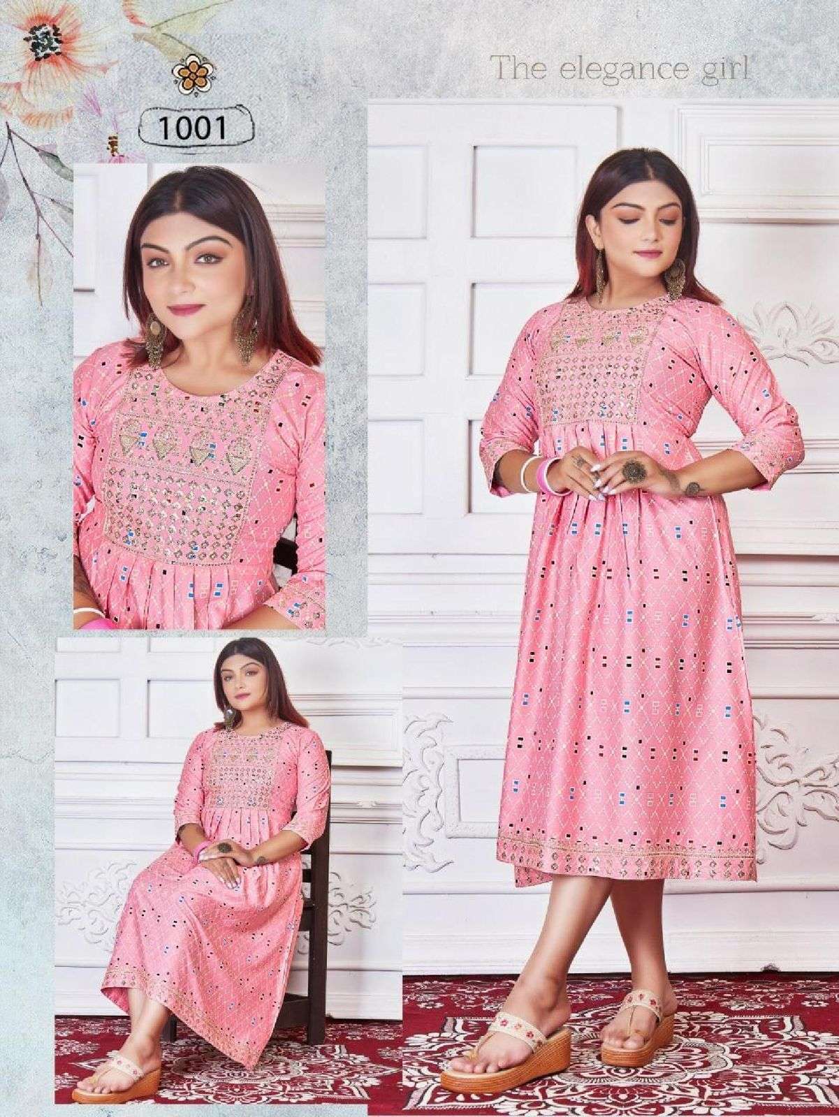 BEAUTY FLEA VOL.1 RAYON 14 KG FANCY KURTI WITH SEQUENCE WORK WITH PRINT KURTI CATALOG WHOLESALER BEST RATE