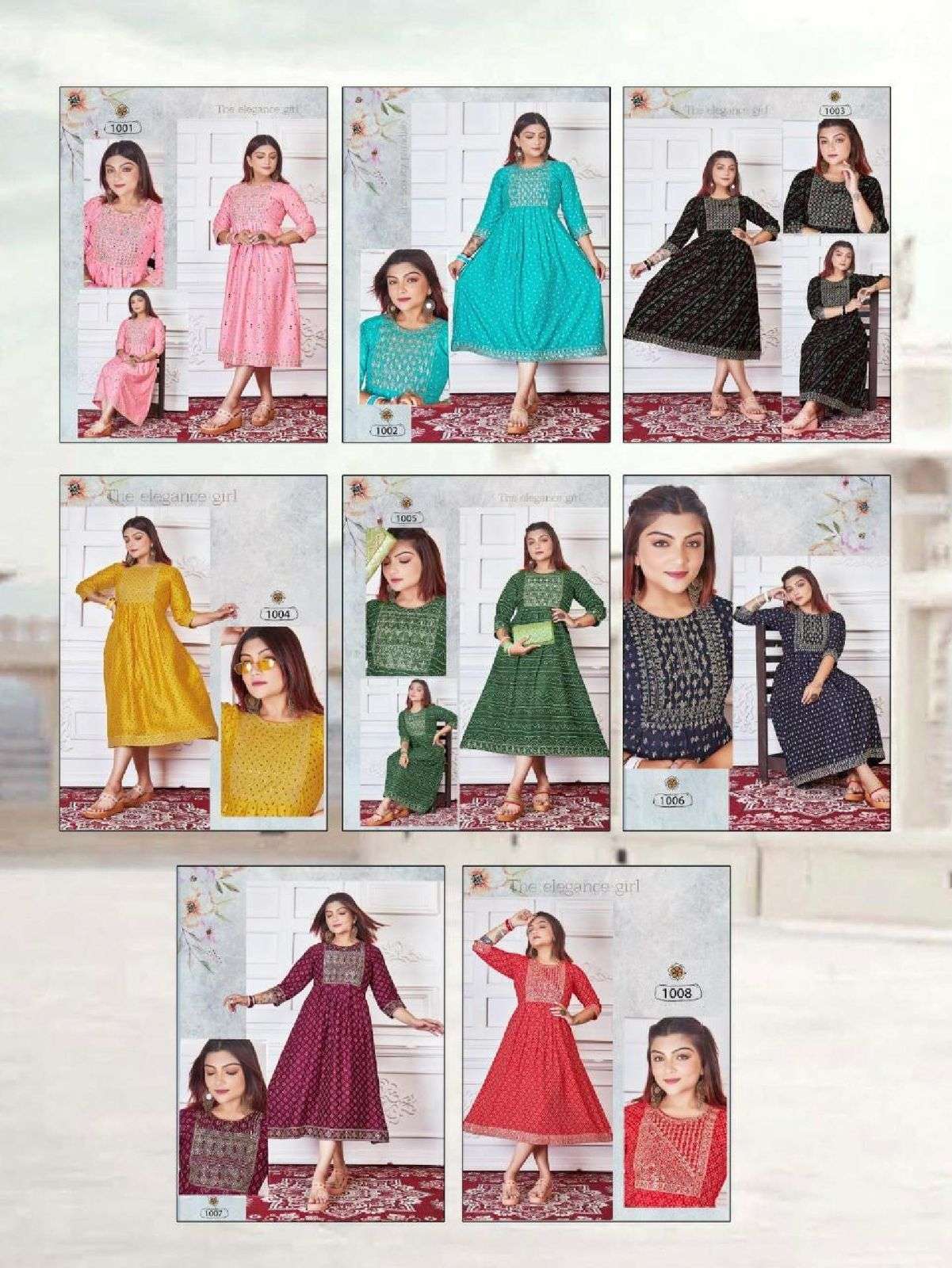 BEAUTY FLEA VOL.1 RAYON 14 KG FANCY KURTI WITH SEQUENCE WORK WITH PRINT KURTI CATALOG WHOLESALER BEST RATE