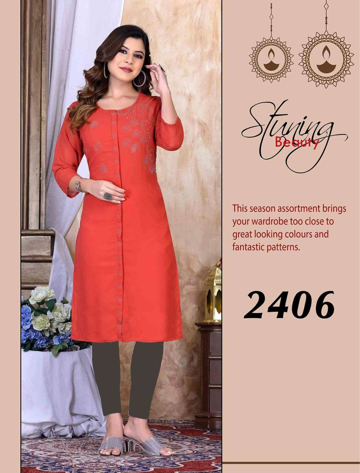 Beauty Queen Retro Heavy Georgette Diamond work KURTI CATALOG WHOLESALER BEST RATE