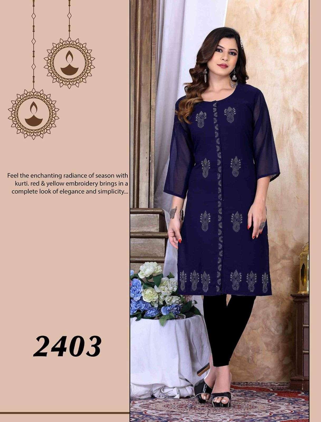 Beauty Queen Retro Heavy Georgette Diamond work KURTI CATALOG WHOLESALER BEST RATE