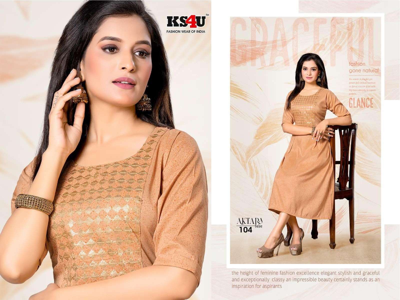 KS4U AKTARA_V.1 Finest Quality of Pure Heavy Fancy Fabric SEQUENCE WORK FROCK STYLE FANCY PATTERN GHERA KURTI CATALOG WHOLESALER BEST RATE