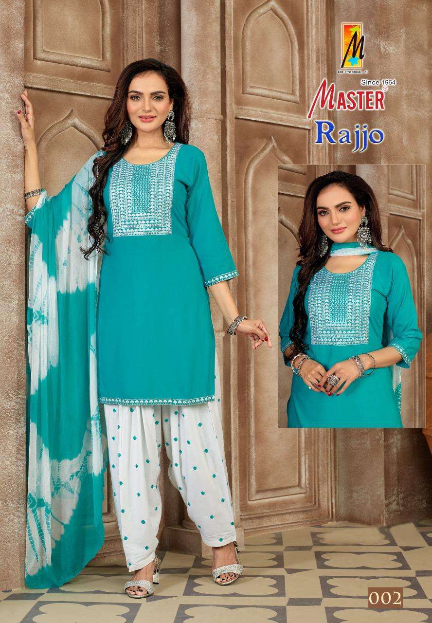 MASTER RAJJO PATIYALA RAYON WORK READYMADE SUIT CATALOG WHOLESALER BEST RATE