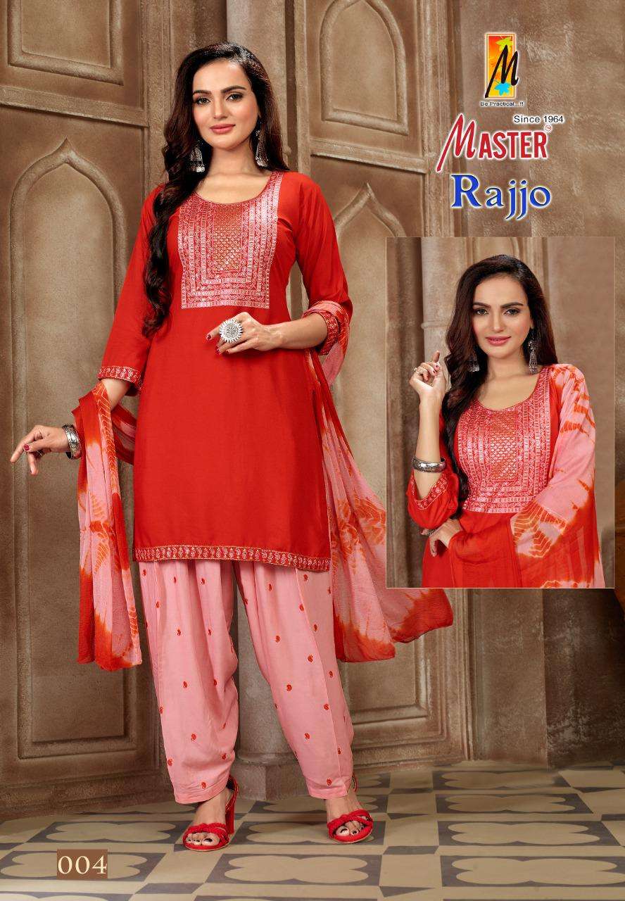 MASTER RAJJO PATIYALA RAYON WORK READYMADE SUIT CATALOG WHOLESALER BEST RATE