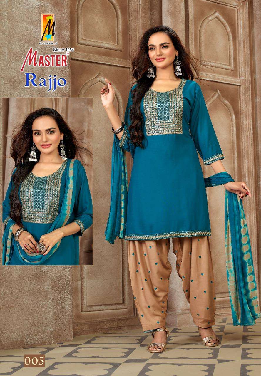 MASTER RAJJO PATIYALA RAYON WORK READYMADE SUIT CATALOG WHOLESALER BEST RATE