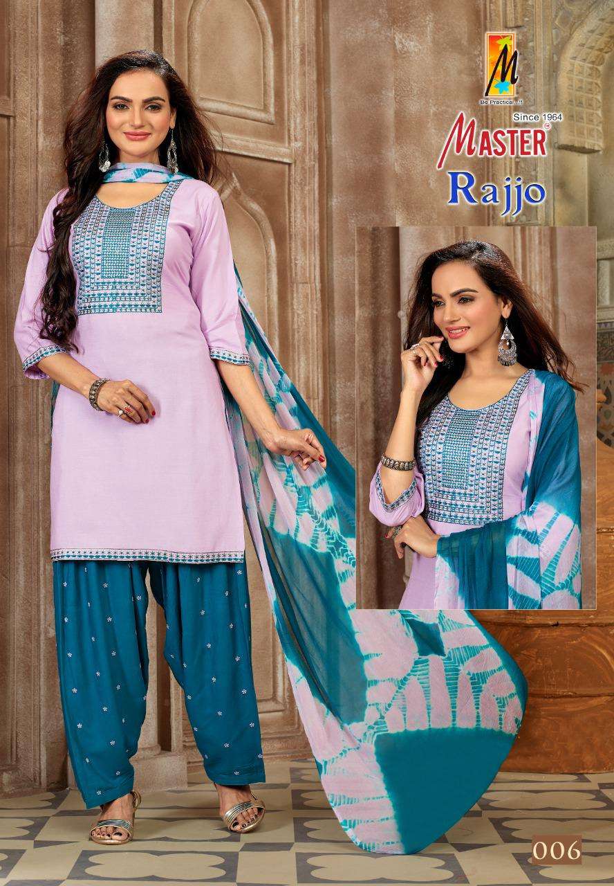 MASTER RAJJO PATIYALA RAYON WORK READYMADE SUIT CATALOG WHOLESALER BEST RATE