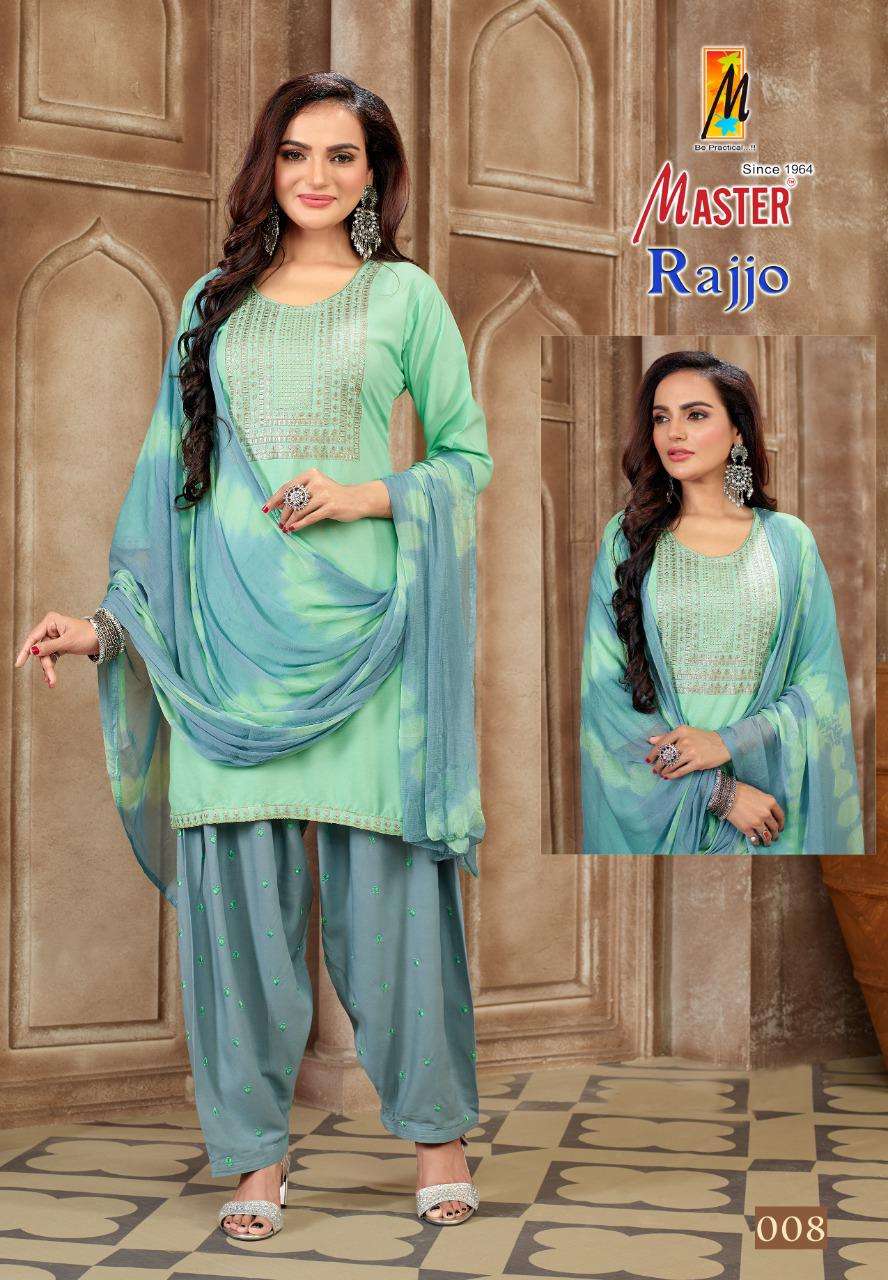 MASTER RAJJO PATIYALA RAYON WORK READYMADE SUIT CATALOG WHOLESALER BEST RATE