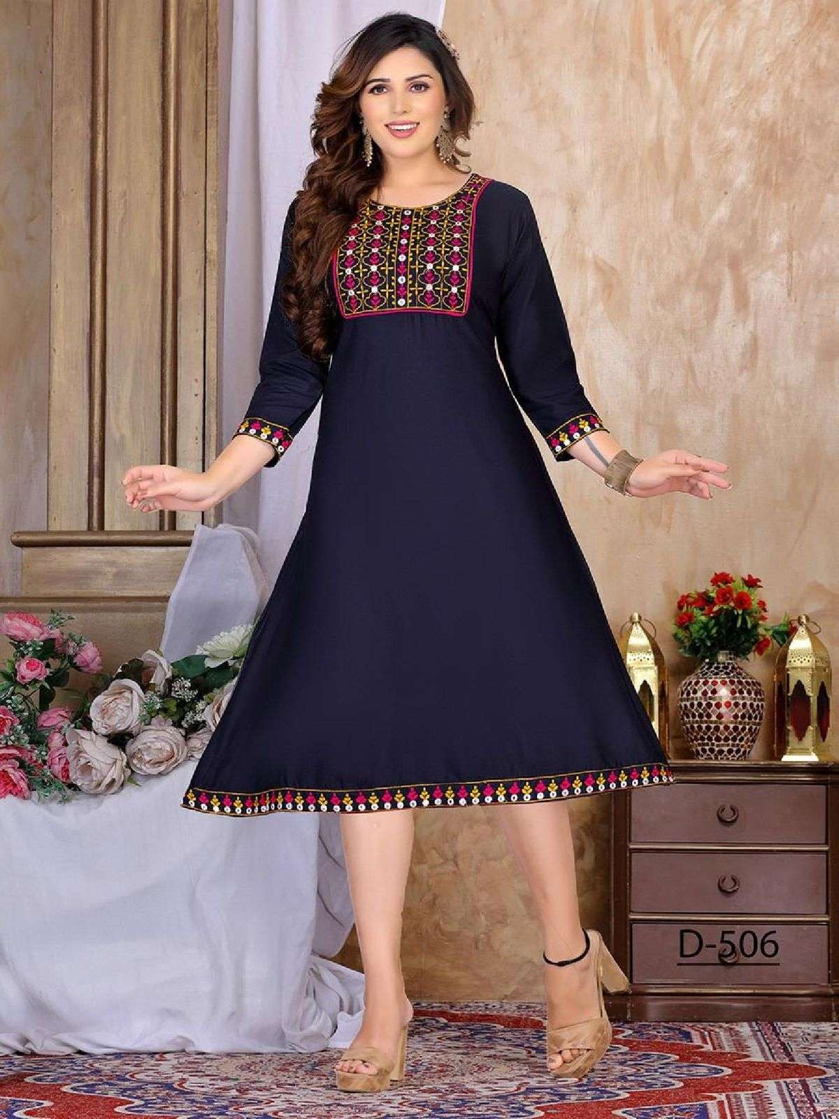 New Riyaa Ruchika Heavy Rayon Embroidery work KURTI CATALOG WHOLESALER BEST RATE