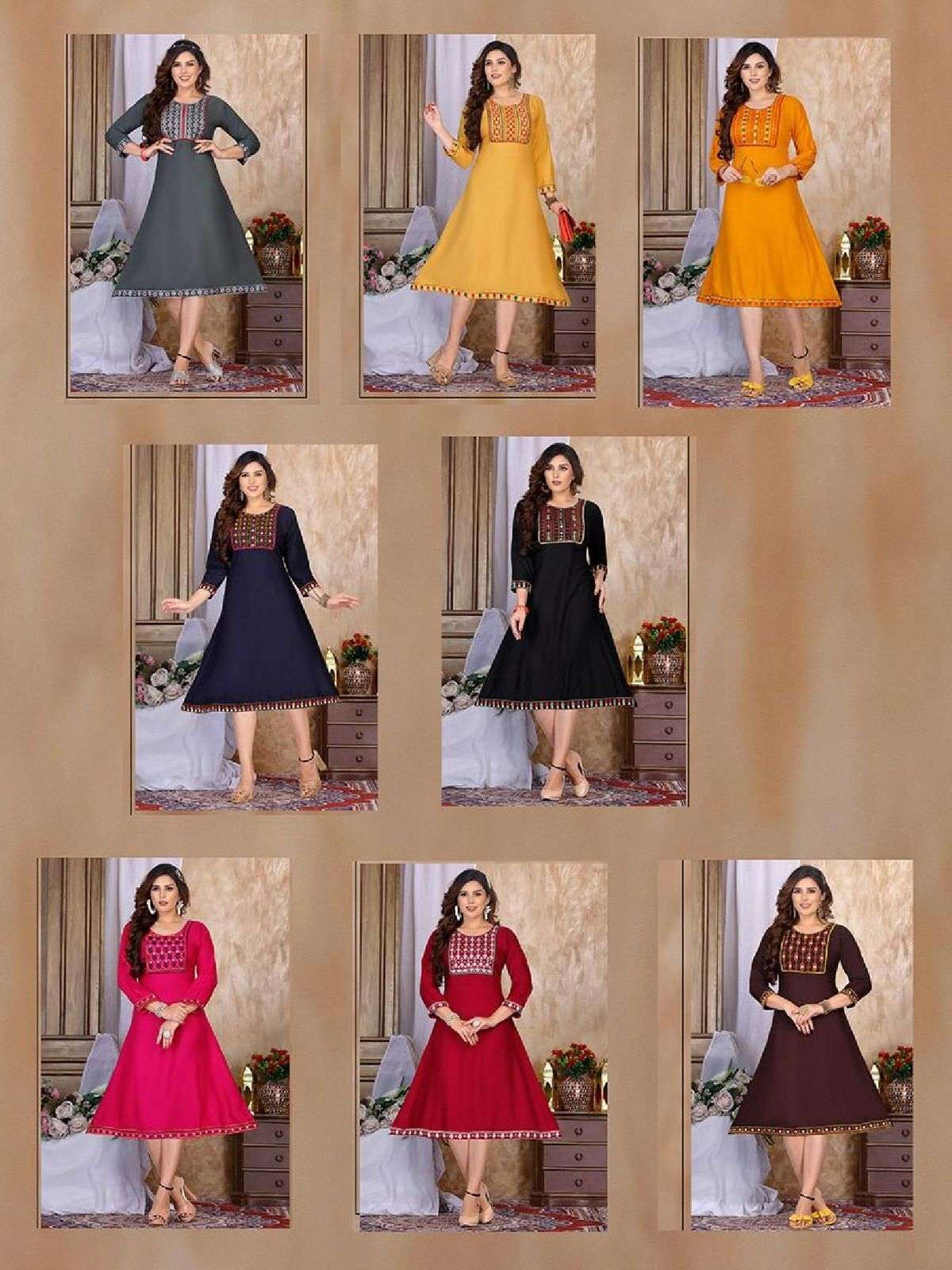 New Riyaa Ruchika Heavy Rayon Embroidery work KURTI CATALOG WHOLESALER BEST RATE
