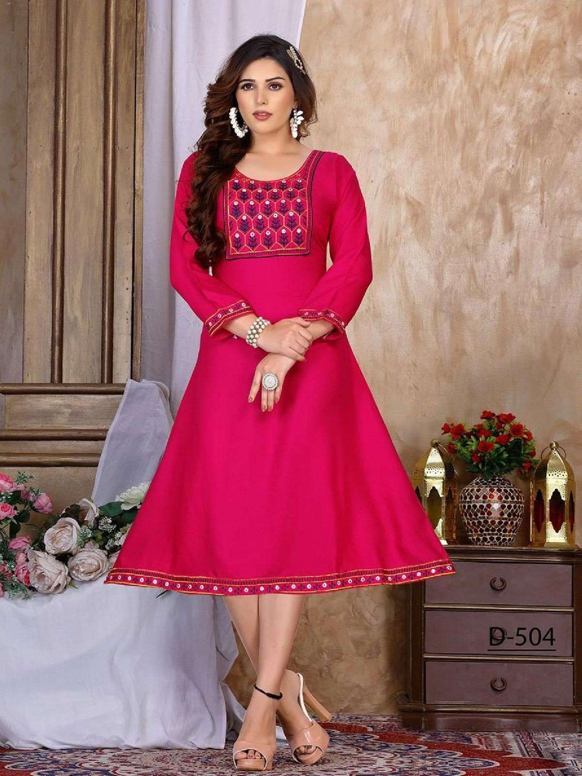 New Riyaa Ruchika Heavy Rayon Embroidery work KURTI CATALOG WHOLESALER BEST RATE