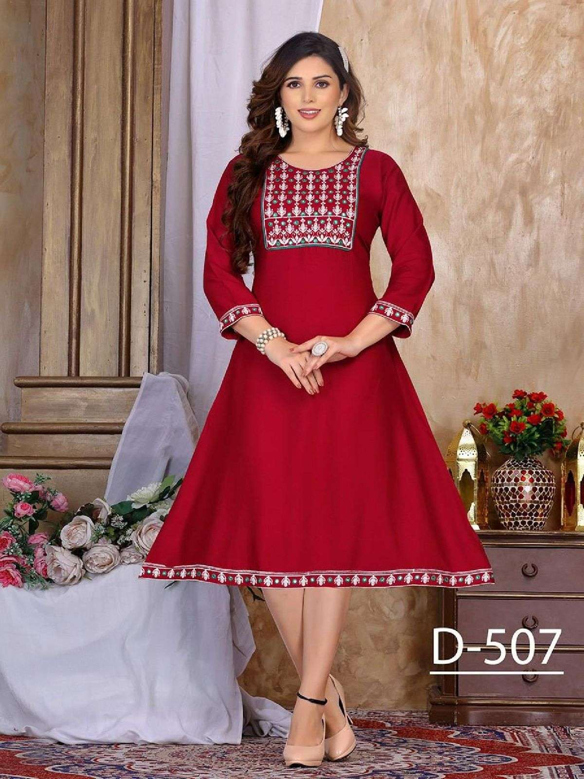 New Riyaa Ruchika Heavy Rayon Embroidery work KURTI CATALOG WHOLESALER BEST RATE