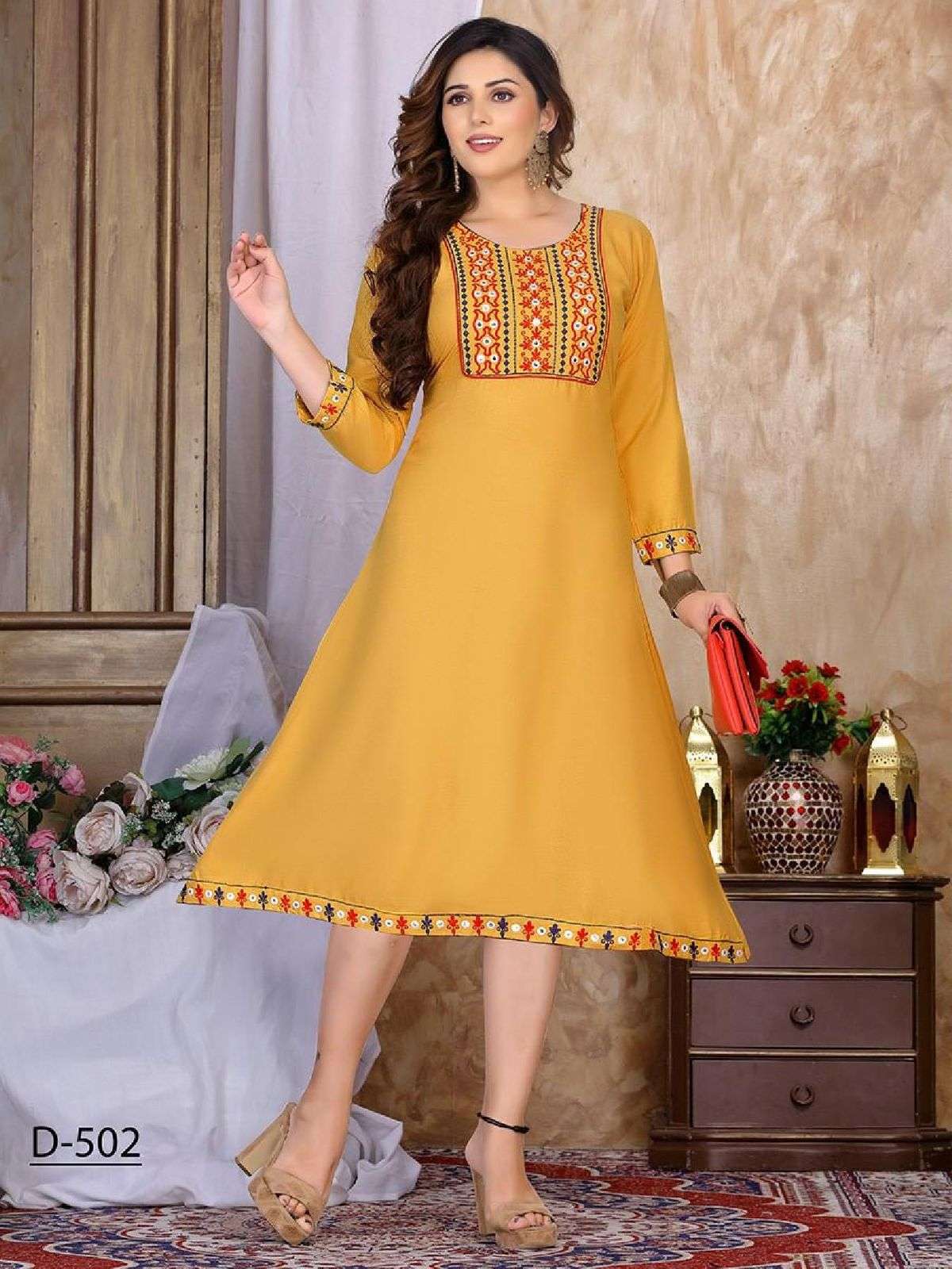 New Riyaa Ruchika Heavy Rayon Embroidery work KURTI CATALOG WHOLESALER BEST RATE