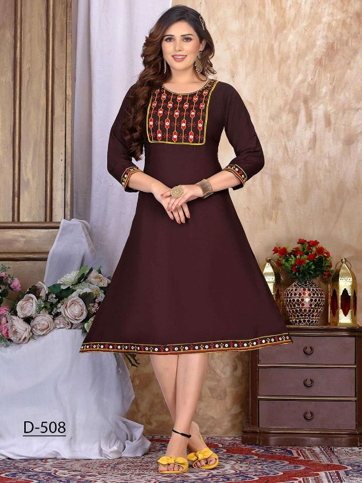 New Riyaa Ruchika Heavy Rayon Embroidery work KURTI CATALOG WHOLESALER BEST RATE