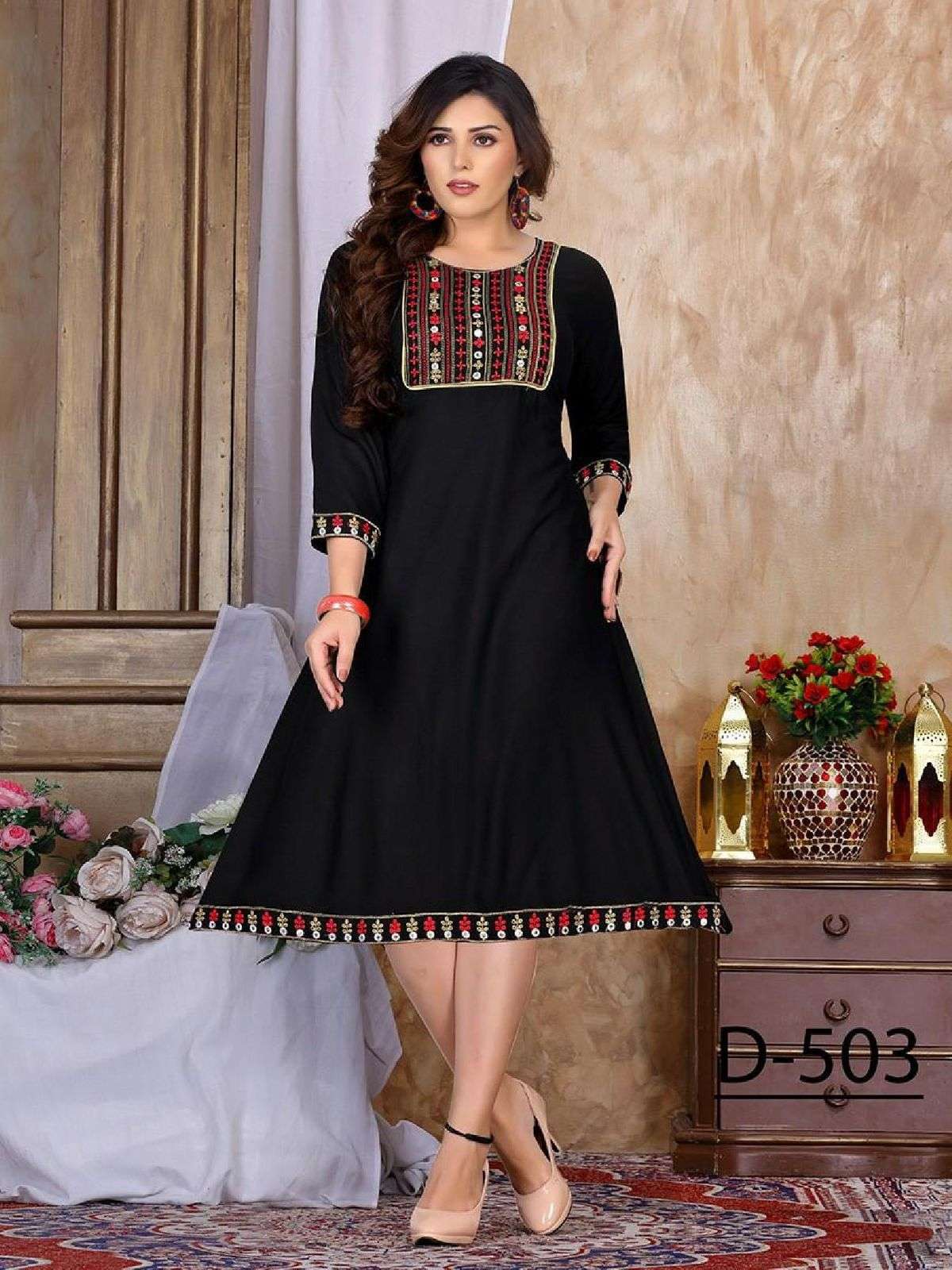 New Riyaa Ruchika Heavy Rayon Embroidery work KURTI CATALOG WHOLESALER BEST RATE