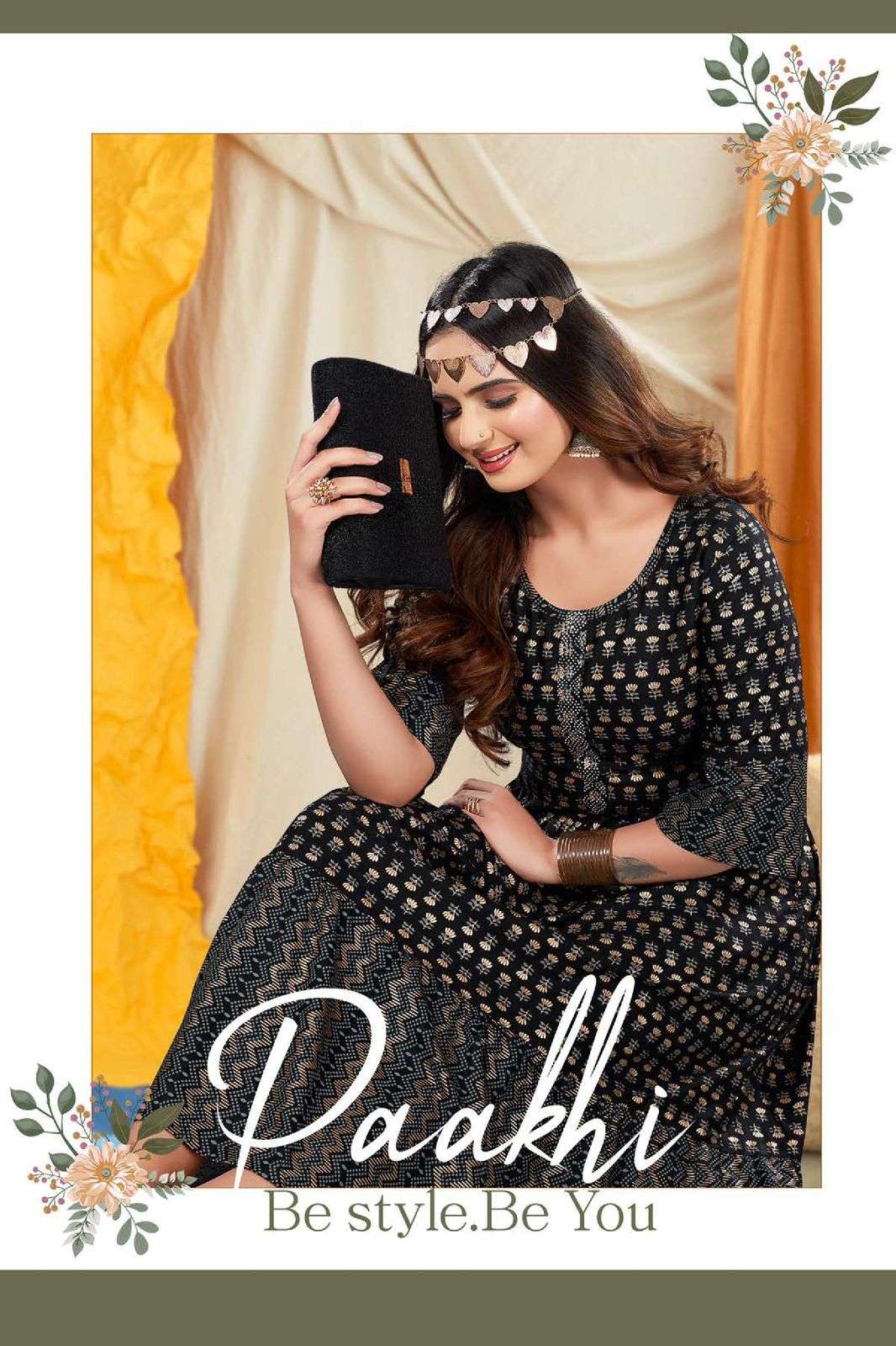 Paakhi V.01 Heavy Rayon Festive Wear Kurti Stone Work & Gold Foil Print Pattern Frock Style KURTI CATALOG WHOLESALER BEST RATE