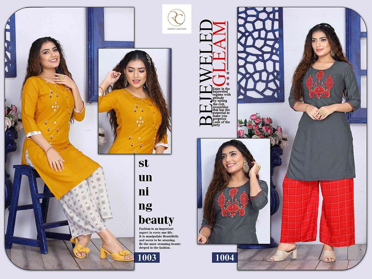 RC MISHREE Riyon 14 kg   heavy top Embrodery work with Riyon print Plazo sillai pattern CATALOG WHOLESALER BEST RATE