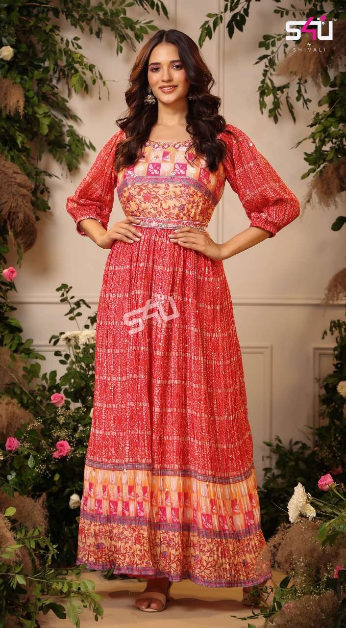 s4u rangrez vol 2 elegance collection fit & flare gowns in the most colorful prints