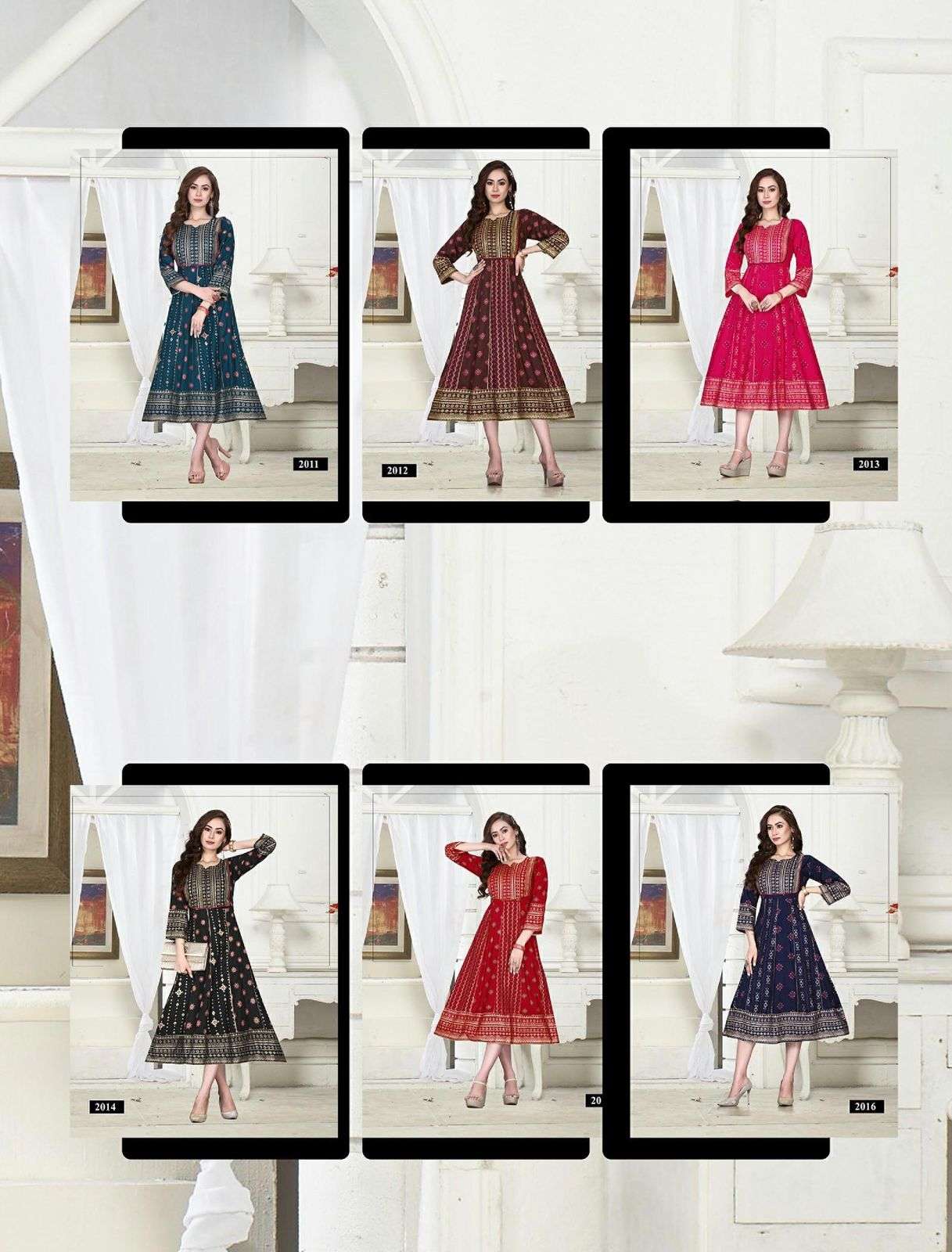 SUMMER SPECIAL KICK Heavy Rayon Gold Foil Print & Handwork Flair Kurti CATALOG WHOLESALER BEST RATE