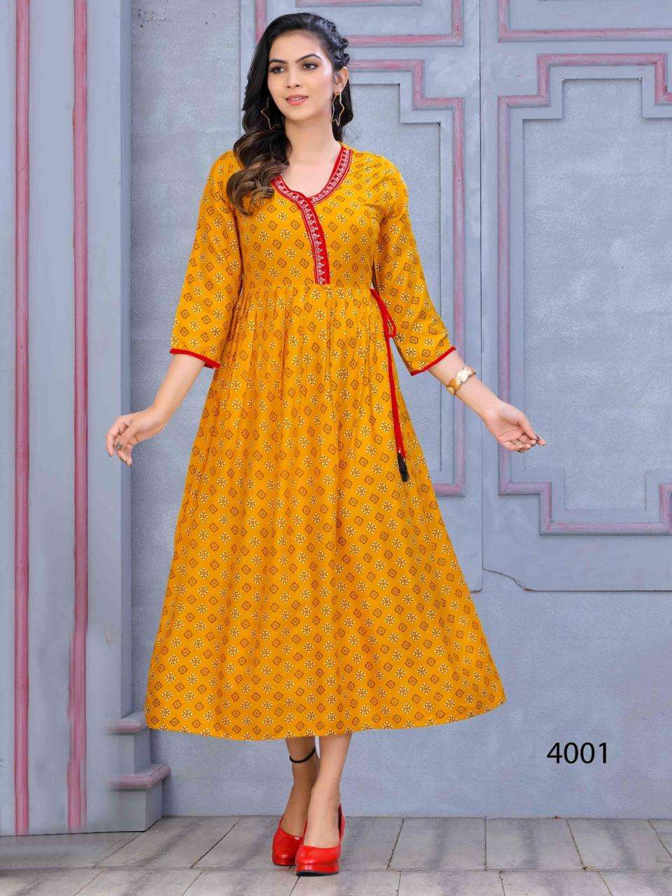 Trendy Mohra Heavy Rayon Print Style Work & Dori Pattern KURTI CATALOG WHOLESALER BEST RATE