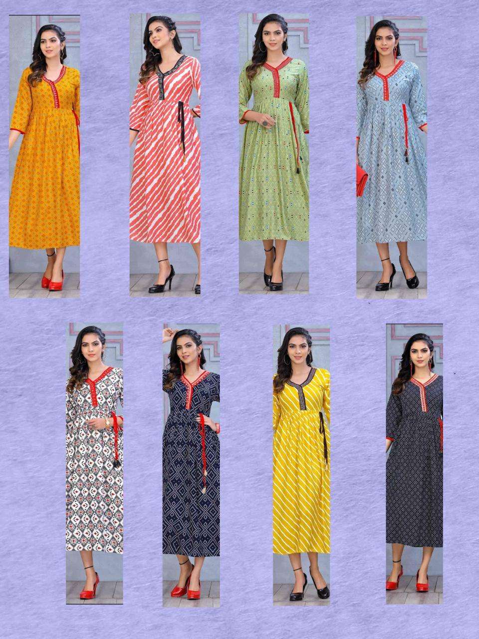 Trendy Mohra Heavy Rayon Print Style Work & Dori Pattern KURTI CATALOG WHOLESALER BEST RATE