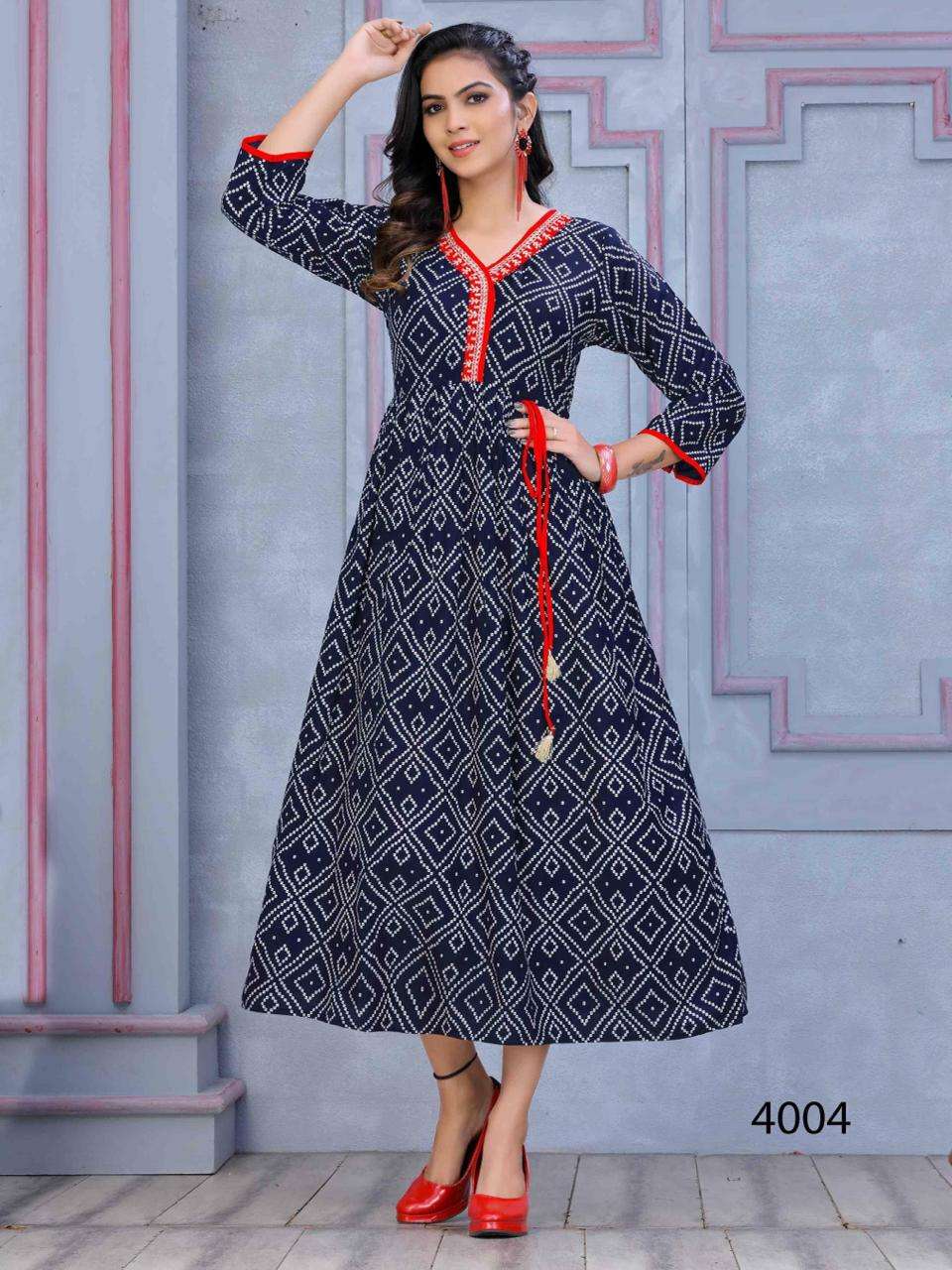 Trendy Mohra Heavy Rayon Print Style Work & Dori Pattern KURTI CATALOG WHOLESALER BEST RATE