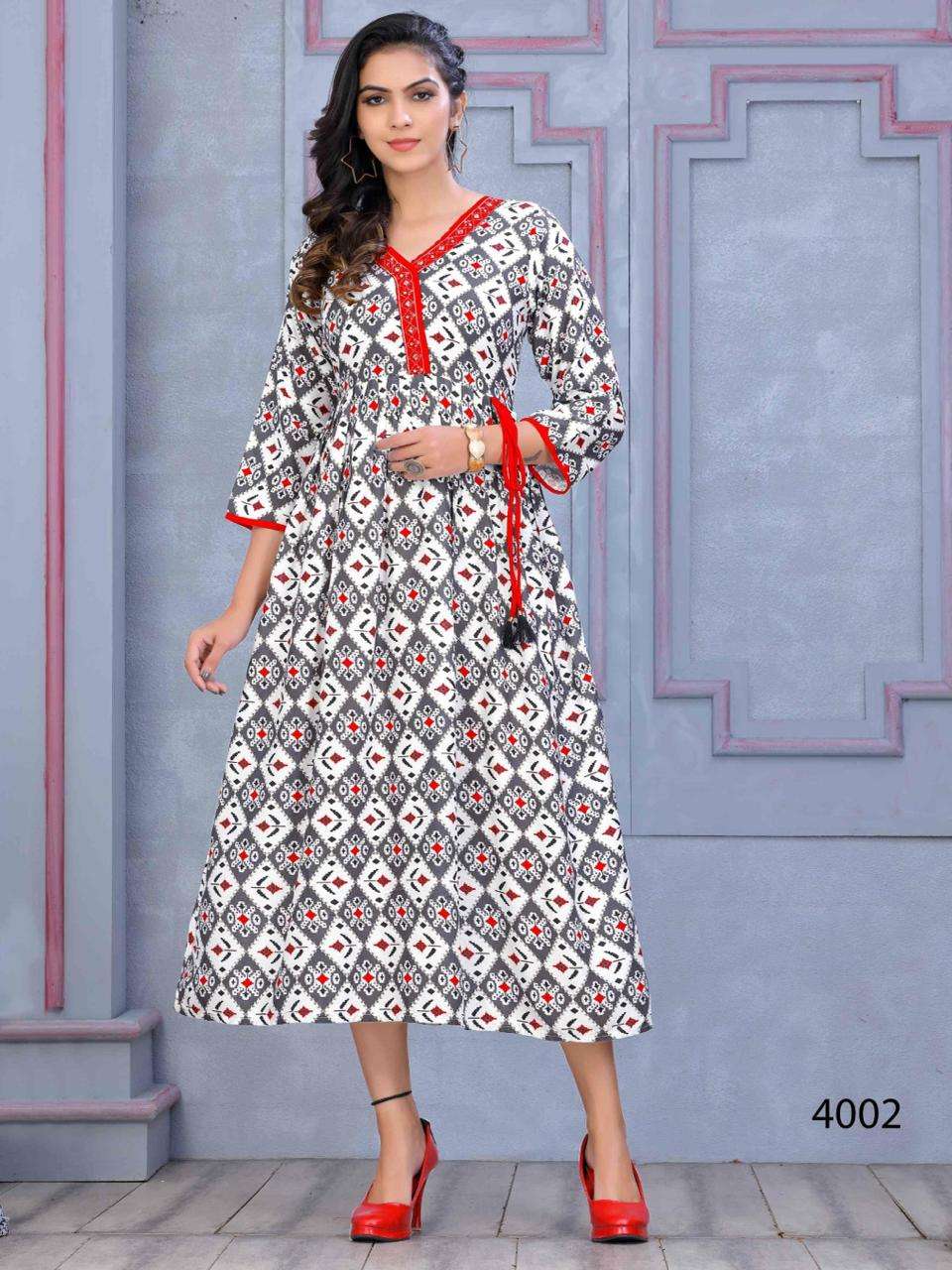 Trendy Mohra Heavy Rayon Print Style Work & Dori Pattern KURTI CATALOG WHOLESALER BEST RATE