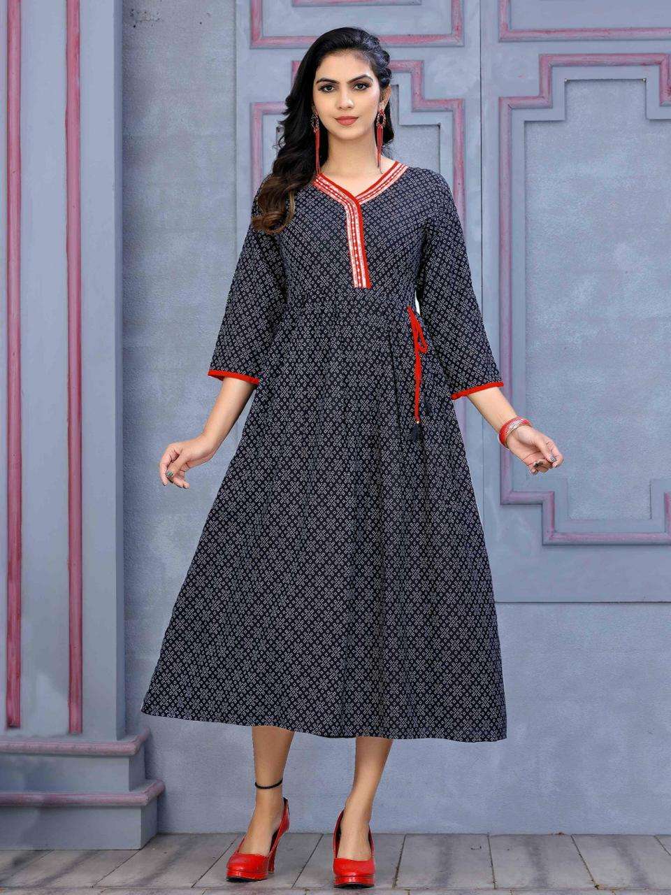 Trendy Mohra Heavy Rayon Print Style Work & Dori Pattern KURTI CATALOG WHOLESALER BEST RATE